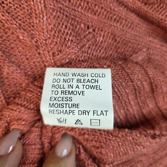 Woolrich Womens Medium Cable Knit Silk Blend Knit Coral Sweater Deadstock New - Picture 5 of 7